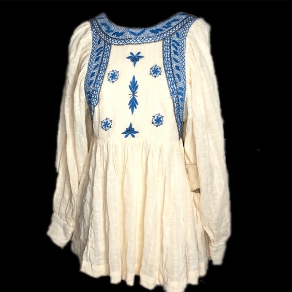 Free People Ivory Embroidered Tunic Top - Picture 3 of 5